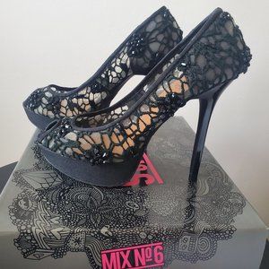 MIX No 6 | Size 6.5 PEEP TOE HEEL | BLACK